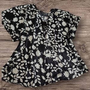 floral print blouse, dropped sleeves